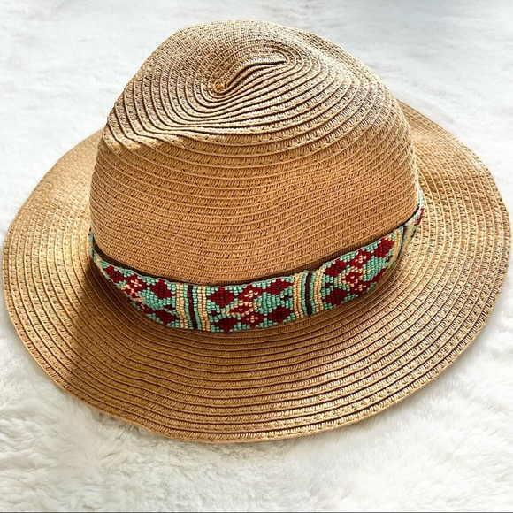 OLIVE & PIQUE AZTEC BEAD WRAPPED HAT Southwest Boho Bohemian Trendy Rodeo - Picture 3 of 8